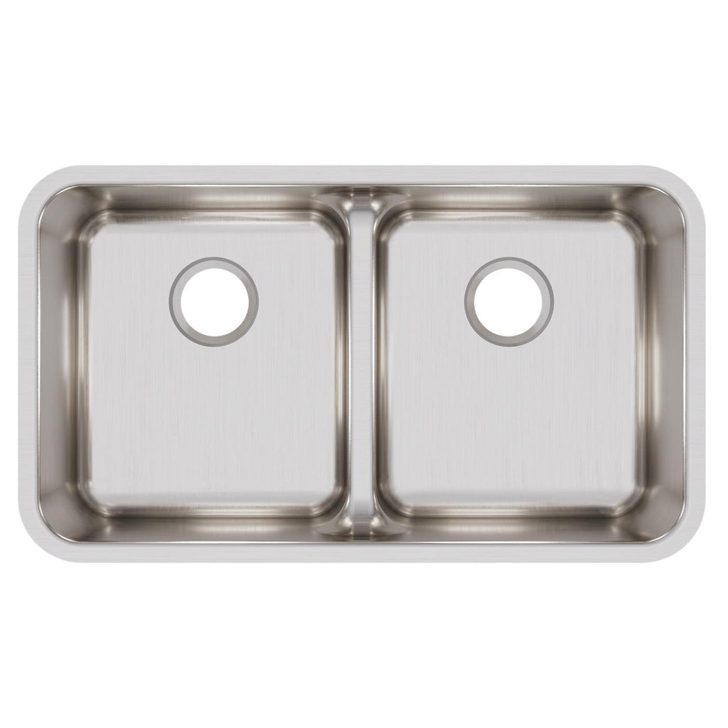 Elkay Tarja Lustertone® Classic Acero Inoxidable 32-1/16" x 18-1/2" x 8" de Dos Tazones Iguales Bajo Cubierta con Aqua Divide — vista de producto
