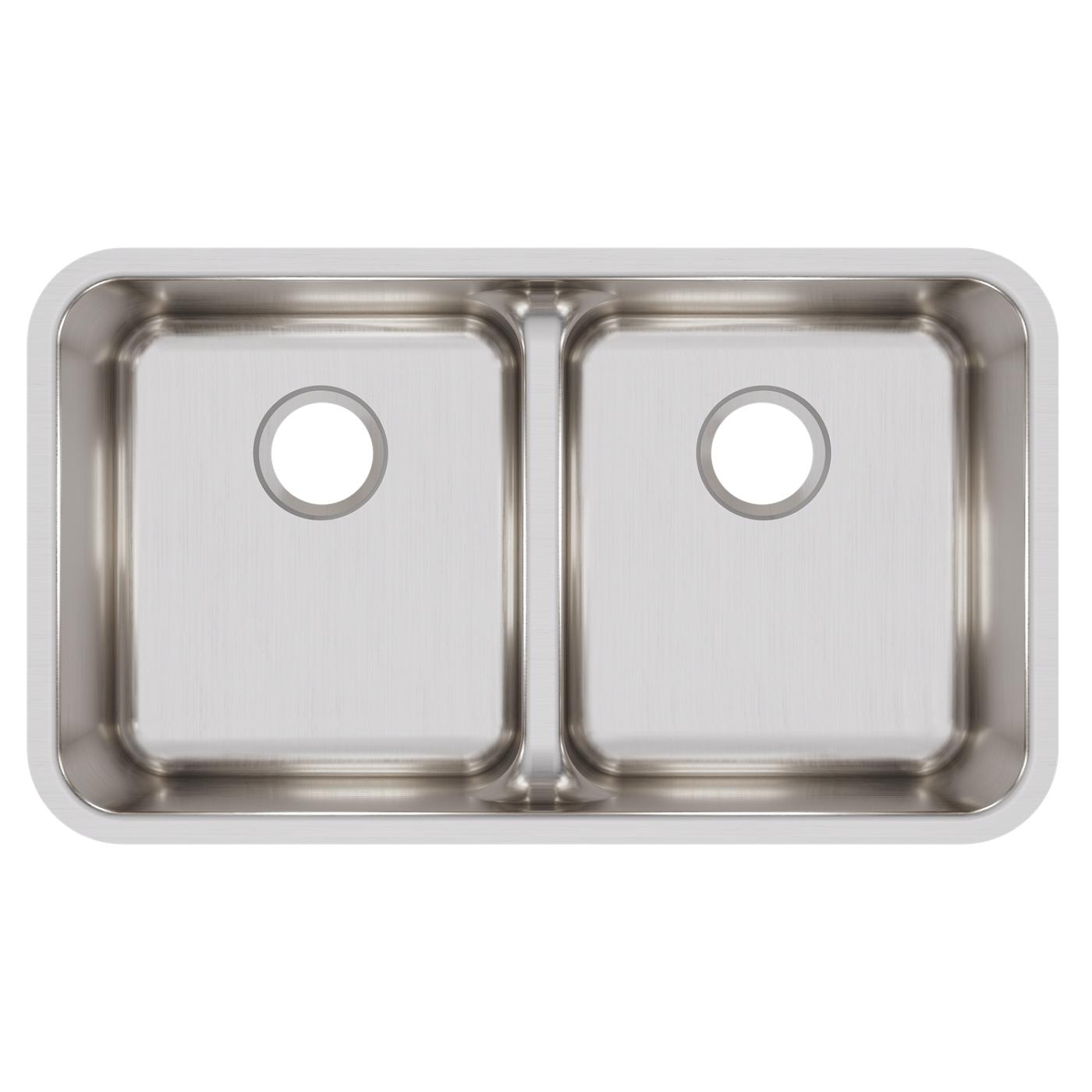 Elkay Tarja Lustertone® Classic Acero Inoxidable 32-1/16" x 18-1/2" x 8" de Dos Tazones Iguales Bajo Cubierta con Aqua Divide — vista de producto