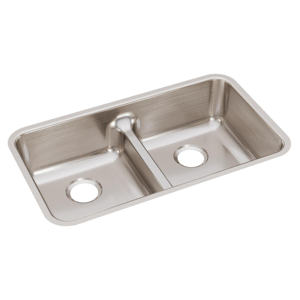 Elkay Tarja Lustertone® Classic Acero Inoxidable 32-1/16" x 18-1/2" x 8" de Dos Tazones Iguales Bajo Cubierta con Aqua Divide — vista de producto