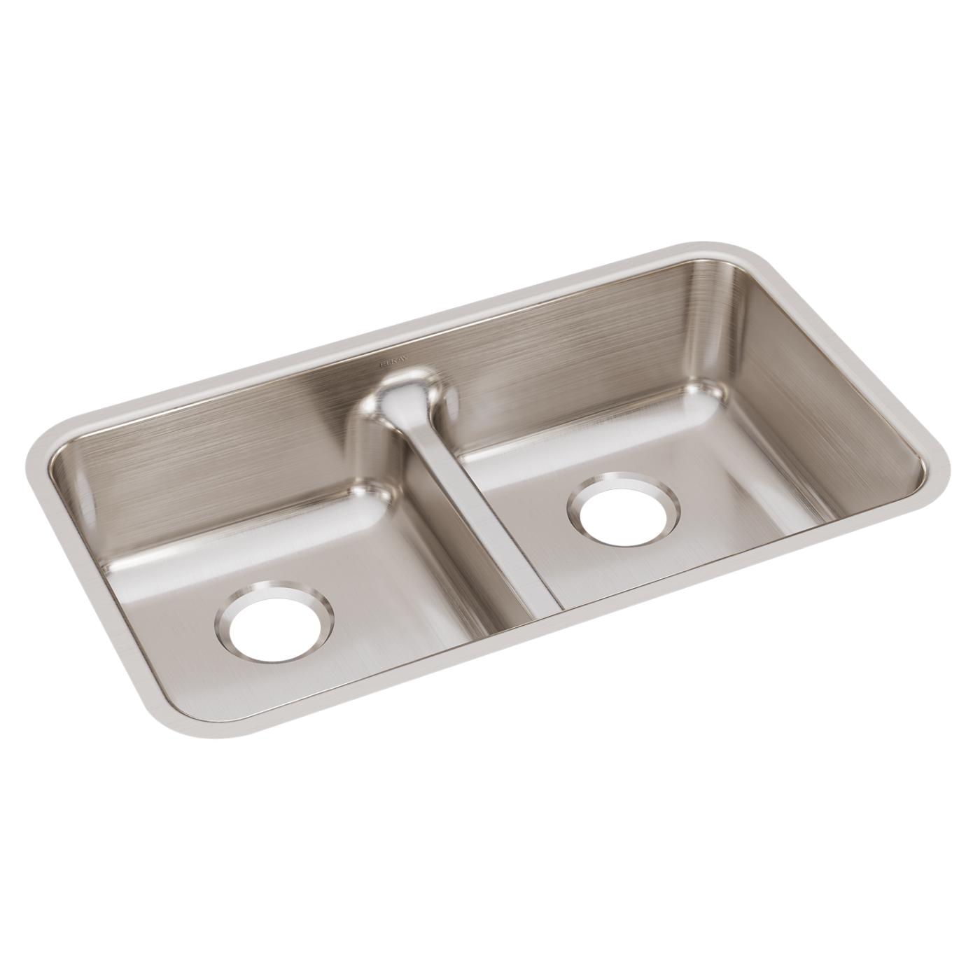 Elkay Tarja Lustertone® Classic Acero Inoxidable 32-1/16" x 18-1/2" x 8" de Dos Tazones Iguales Bajo Cubierta con Aqua Divide — vista de producto