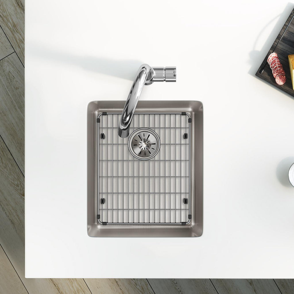 Elkay Tarja Lustertone Iconix® Calibre 16 Acero Inoxidable 16" x 18-1/2" x 8" de Un Tazón Bajo Cubierta (Kit) with Perfect Drain® — ambiente de cocina