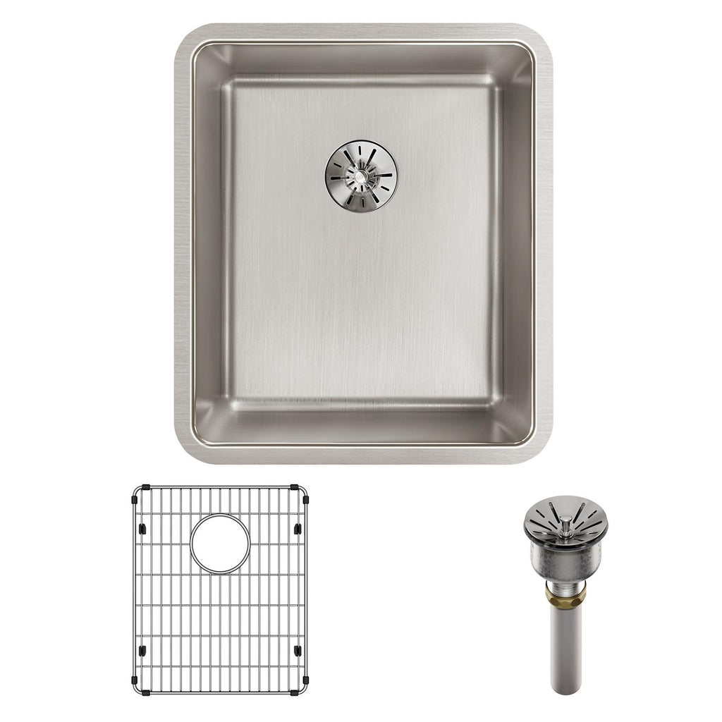 Elkay Tarja Lustertone Iconix® Calibre 16 Acero Inoxidable 16" x 18-1/2" x 8" de Un Tazón Bajo Cubierta (Kit) with Perfect Drain® — ambiente de cocina
