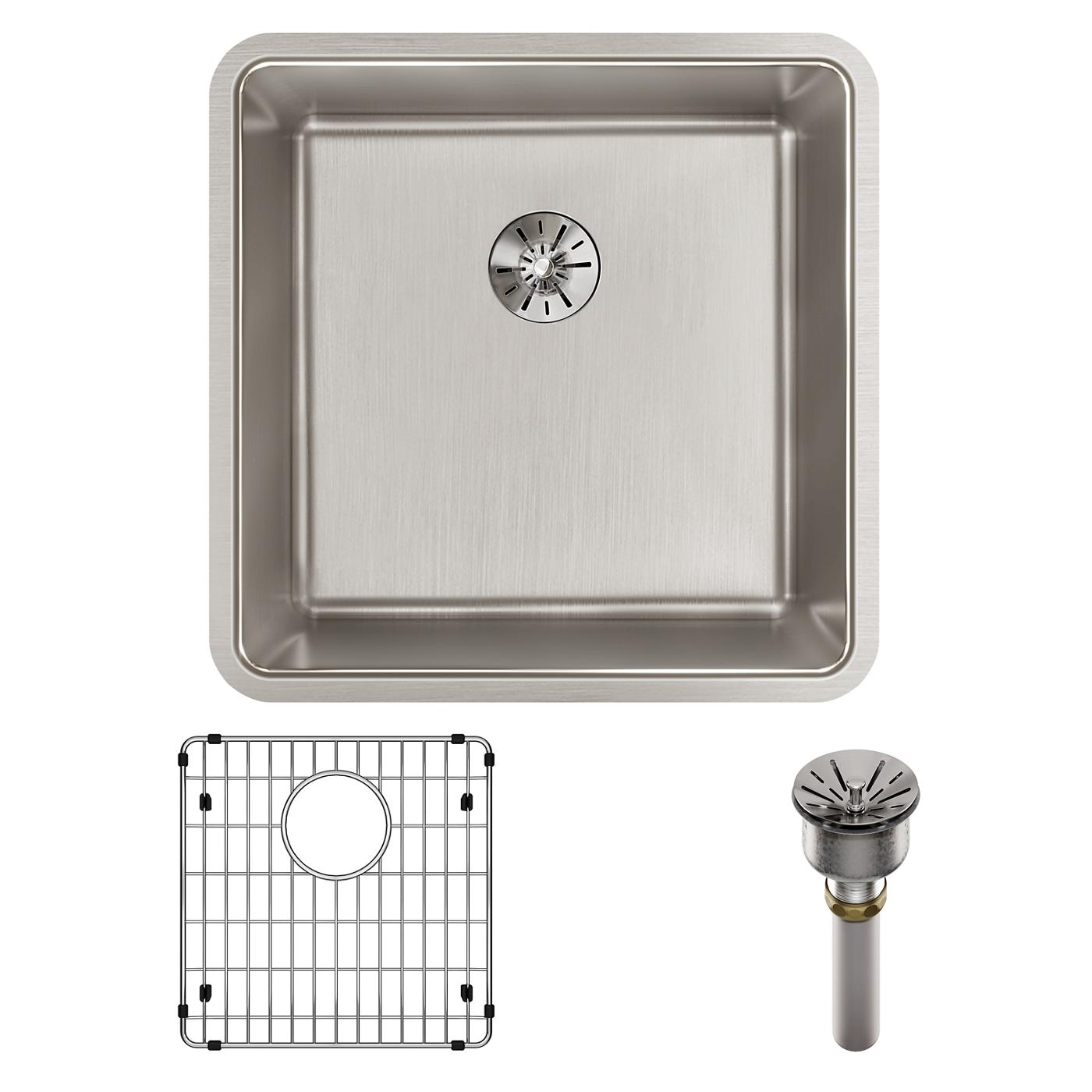 Elkay Tarja Lustertone Iconix® Calibre 16 Acero Inoxidable 18-1/2" x 18-1/2" x 9" de Un Tazón Bajo Cubierta (Kit) with Perfect Drain® — ambiente de cocina