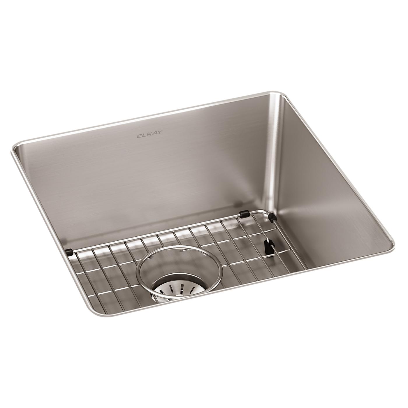 Elkay Tarja Lustertone Iconix® Calibre 16 Acero Inoxidable 18-1/2" x 18-1/2" x 9" de Un Tazón Bajo Cubierta (Kit) with Perfect Drain® — vista de producto