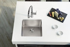Elkay Tarja Lustertone Iconix® Calibre 16 Acero Inoxidable 18-1/2" x 18-1/2" x 9" de Un Tazón Bajo Cubierta with Perfect Drain® — ambiente de cocina