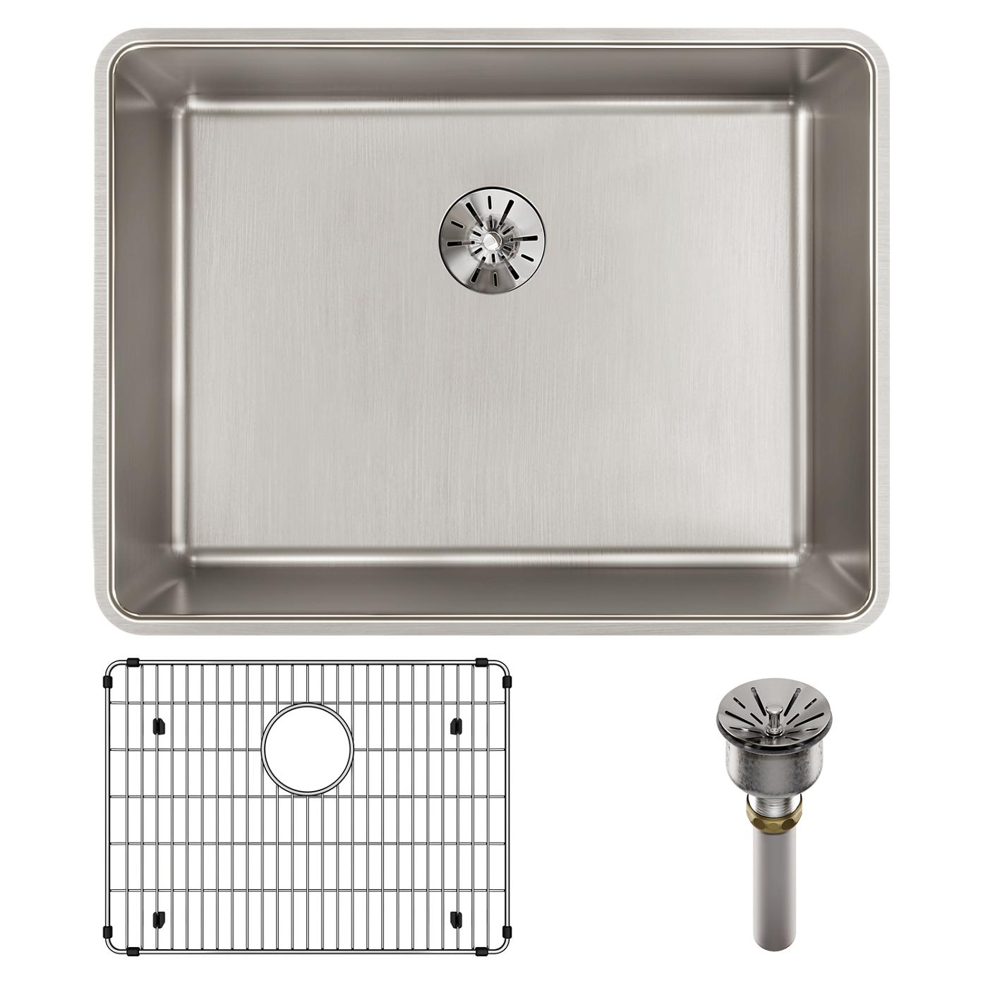 Elkay Tarja Lustertone Iconix® Calibre 16 Acero Inoxidable 23-1/2" x 18-1/4" x 9" de Un Tazón Bajo Cubierta (Kit) with Perfect Drain® — ambiente de cocina