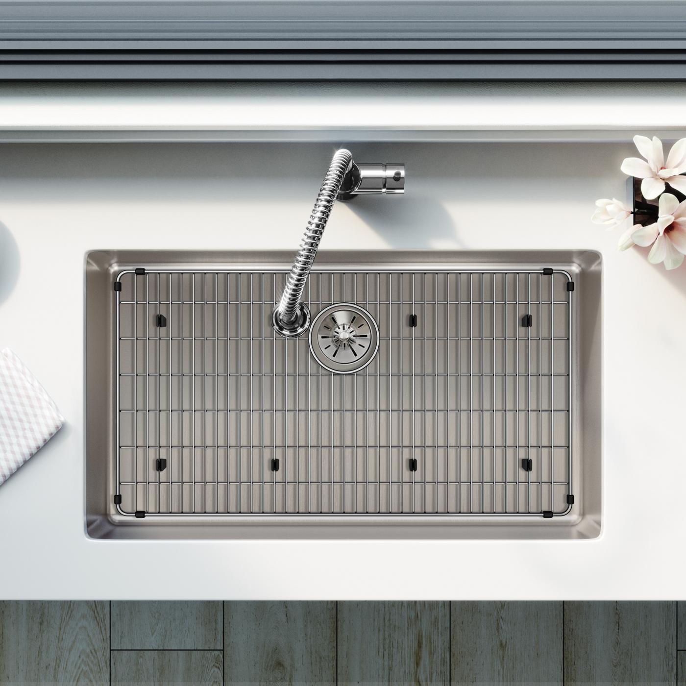 Elkay Tarja Lustertone Iconix® Calibre 16 Acero Inoxidable 32-1/2 x 19-1/2" x 9" de Un Tazón Bajo Cubierta (Kit) with Perfect Drain® — ambiente de cocina