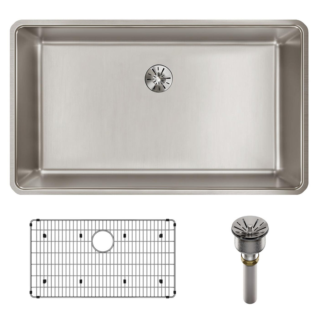 Elkay Tarja Lustertone Iconix® Calibre 16 Acero Inoxidable 32-1/2 x 19-1/2" x 9" de Un Tazón Bajo Cubierta (Kit) with Perfect Drain® — ambiente de cocina