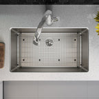 Elkay Tarja Lustertone Iconix® Calibre 16 Acero Inoxidable 32-1/2" x 19-1/2" x 9" de Un Tazón Bajo Cubierta (Kit con Llave Filtrada) with Perfect Drain® — ambiente de cocina