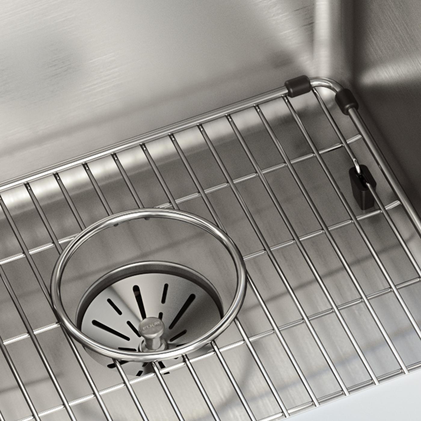 Elkay Tarja Lustertone Iconix® Calibre 16 Acero Inoxidable 32-3/4" x 19-1/2" x 9" de Dos Tazones Bajo Cubierta (Kit) with Perfect Drain® — ambiente de cocina
