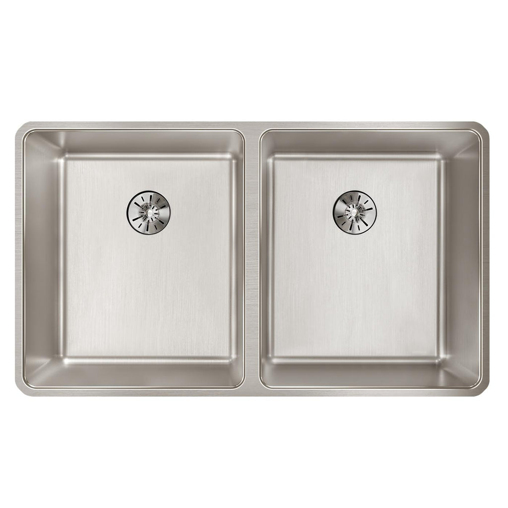 Elkay Tarja Lustertone Iconix® Calibre 16 Acero Inoxidable 32-3/4" x 19-1/2" x 9" de Dos Tazones Bajo Cubierta with Perfect Drain® — vista de producto