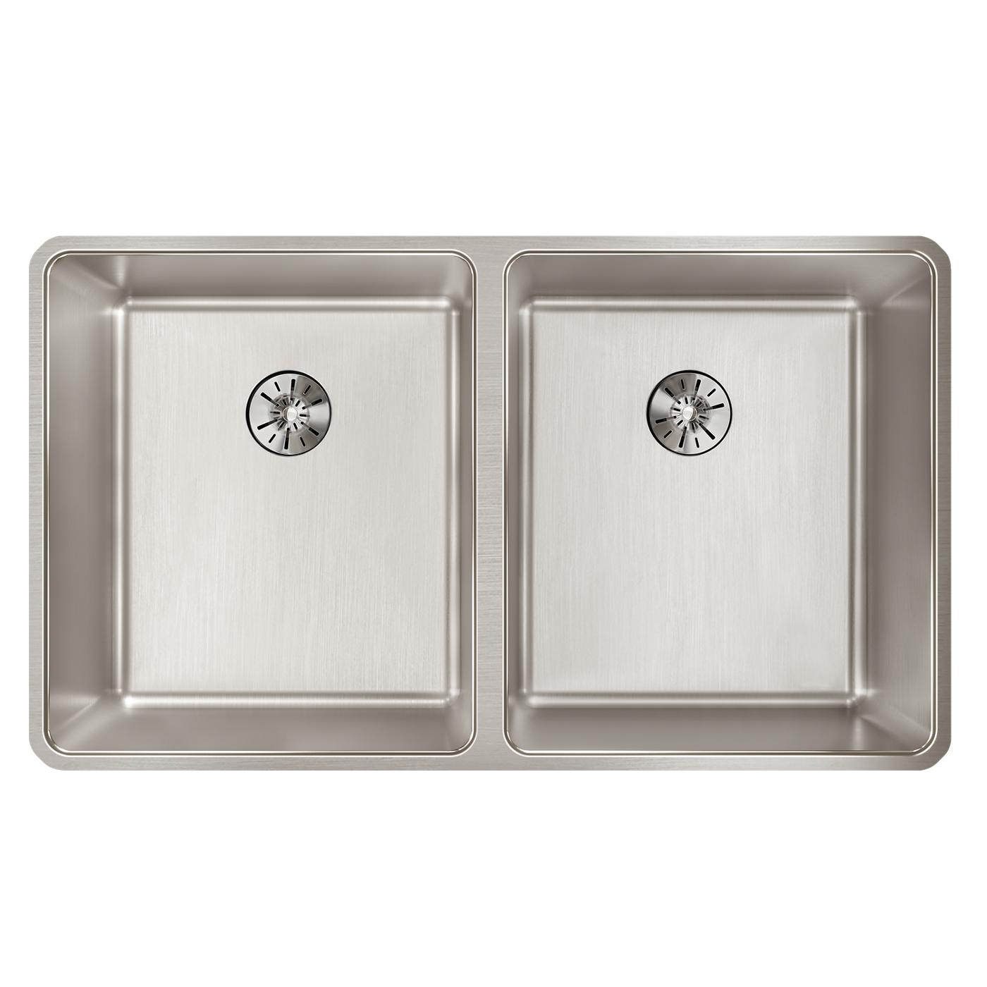 Elkay Tarja Lustertone Iconix® Calibre 16 Acero Inoxidable 32-3/4" x 19-1/2" x 9" de Dos Tazones Bajo Cubierta with Perfect Drain® — vista de producto