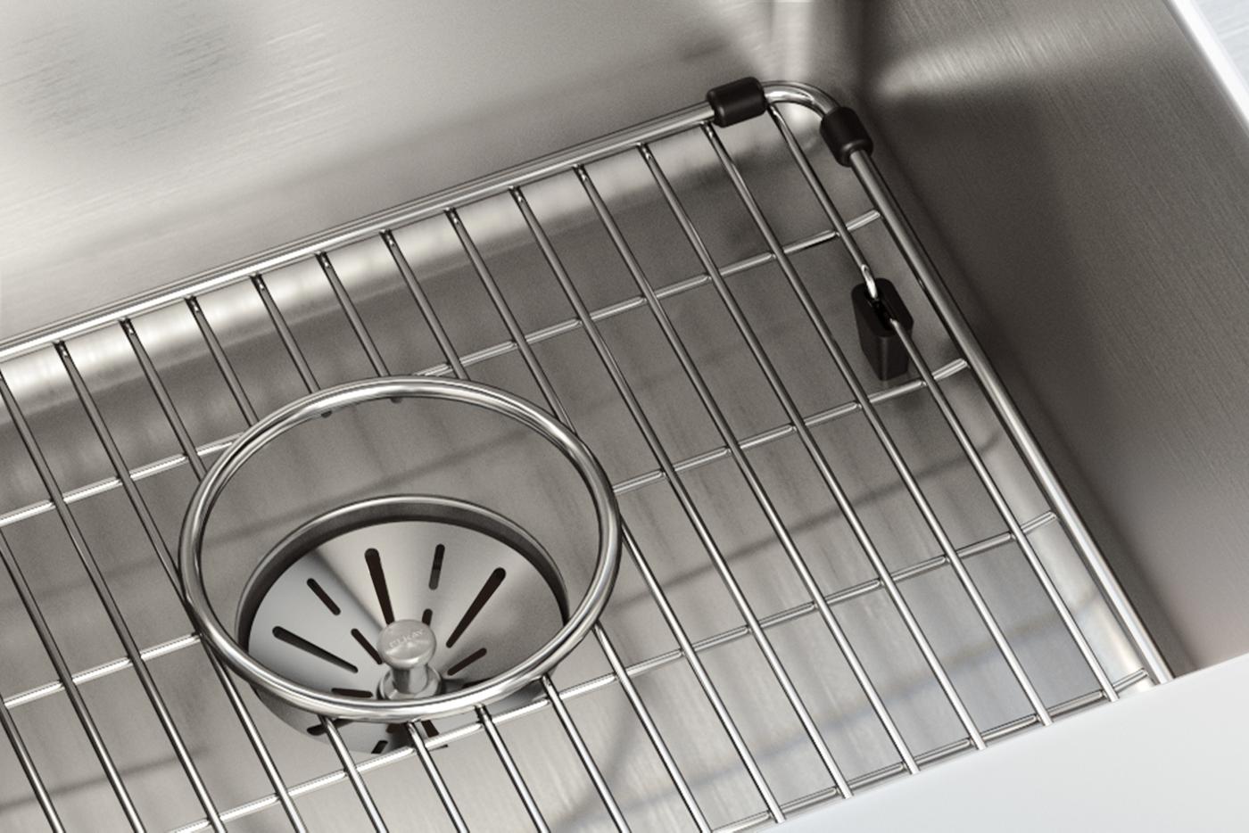 Elkay Tarja Lustertone Iconix® Calibre 16 Acero Inoxidable 31-1/4" x 20-1/2" x 9" de Dos Tazones Bajo Cubierta (Kit) with Left Perfect Drain® — ambiente de cocina