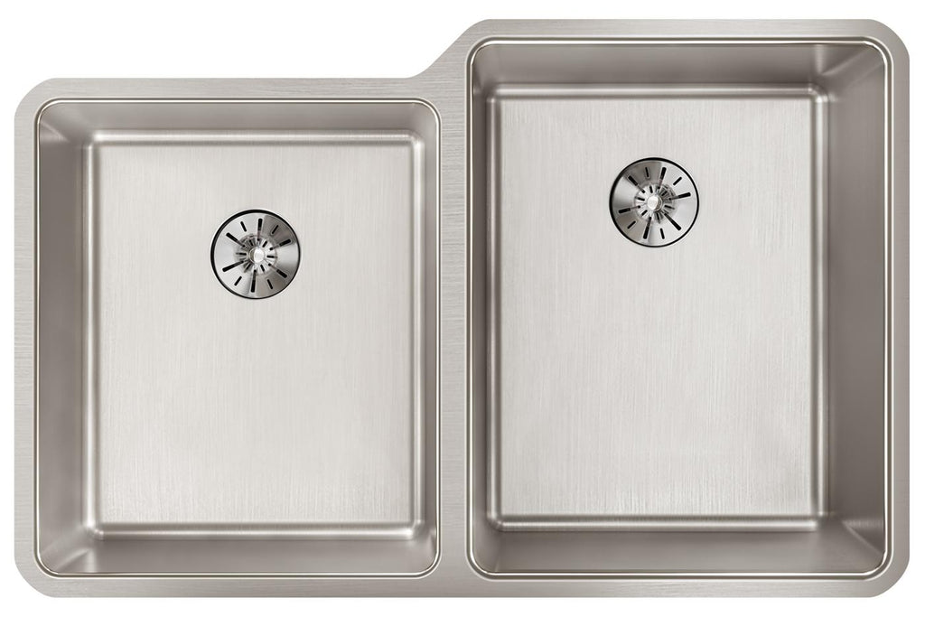 Elkay Tarja Lustertone Iconix® Calibre 16 Acero Inoxidable 31-1/4" x 20-1/2" x 9" de Dos Tazones Bajo Cubierta with Left Perfect Drain® — vista de producto