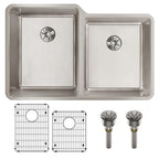 Elkay Tarja Lustertone Iconix® Calibre 16 Acero Inoxidable 31-1/4" x 20-1/2" x 9" de Dos Tazones Bajo Cubierta (Kit) with Right Perfect Drain® — ambiente de cocina