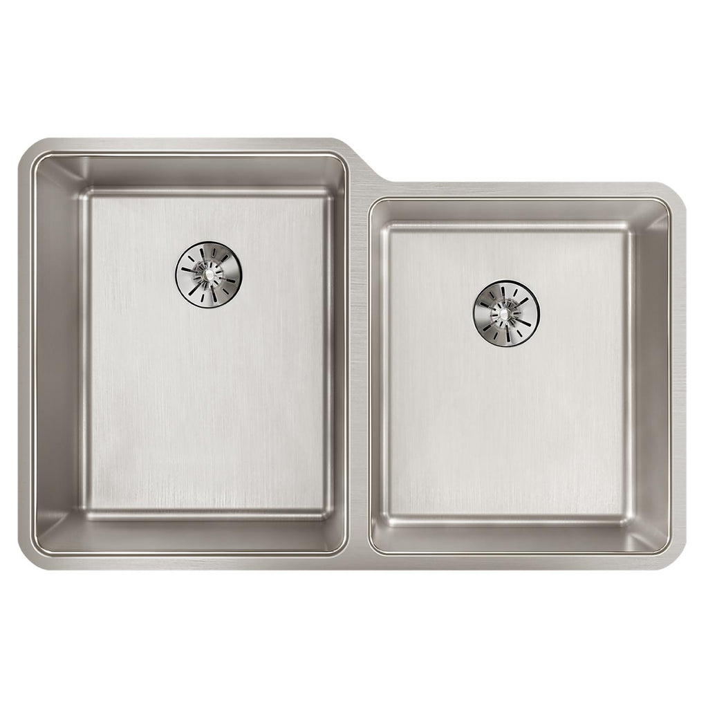 Elkay Tarja Lustertone Iconix® Calibre 16 Acero Inoxidable 31-1/4" x 20-1/2" x 9" de Dos Tazones Bajo Cubierta with Right Perfect Drain® — vista de producto