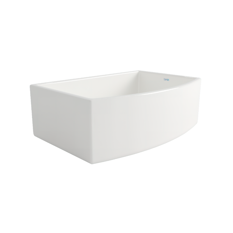 Bante Arco — Tarja de Cocina de Cerámica Refractaria (Fireclay), Frente Granjero Curvo