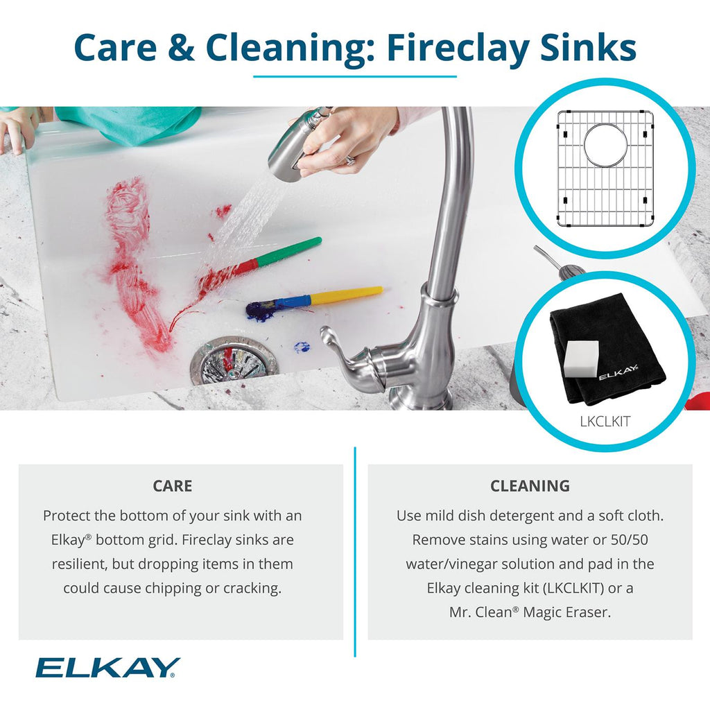 Elkay Tarja Fireclay 33" x 19-15/16" x 9-3/16" 60/40 de Dos Tazones Farmhouse Workstation con Aqua Divide — ambiente de cocina