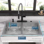 Elkay Tarja Crosstown® Calibre 18 Acero Inoxidable 33" x 22" x 6" de Dos Tazones Iguales de Doble Montaje ADA (Kit) — ambiente de cocina