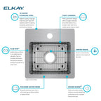Elkay Tarja Crosstown® Calibre 18 Acero Inoxidable 15" x 15" x 9" de Un Tazón de Doble Montaje (Kit) — vista de producto