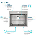 Elkay Tarja Crosstown® Calibre 18 Acero Inoxidable 25" x 22" x 9" de Un Tazón de Doble Montaje (Kit) — vista de producto
