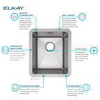 Elkay Tarja Crosstown® Calibre 16 Acero Inoxidable 16" x 18-1/2" x 10" de Un Tazón Bajo Cubierta — vista de producto