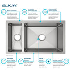 Elkay Tarja Crosstown® Calibre 16 Acero Inoxidable 32-1/4" x 18-1/4" x 10" 30/70 de Dos Tazones Bajo Cubierta — vista de producto
