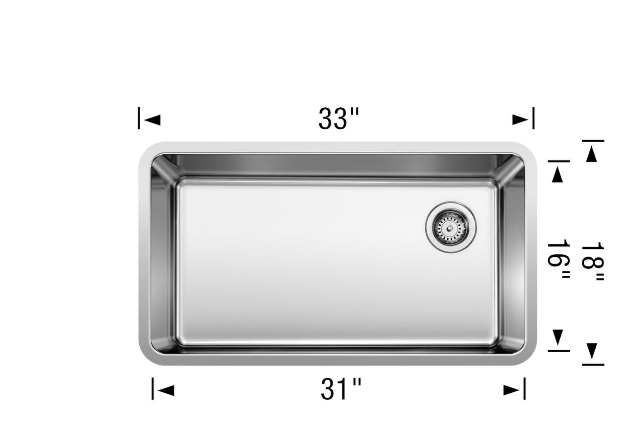 Blanco Formera 33″ XL Super Single Bowl — Tarja de Acero Inoxidable