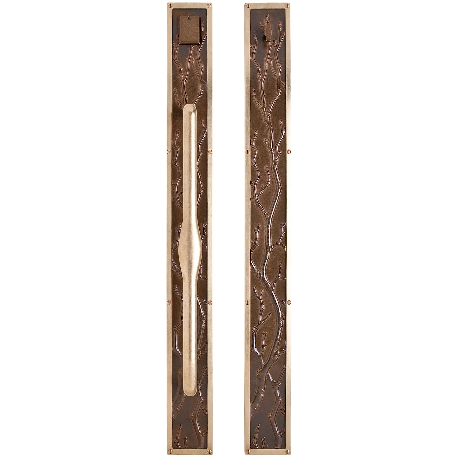 uego Empujar y Jalar Designer Textures 3 9/16" x 34 1/8" — Rocky Mountain Hardware bronce macizo