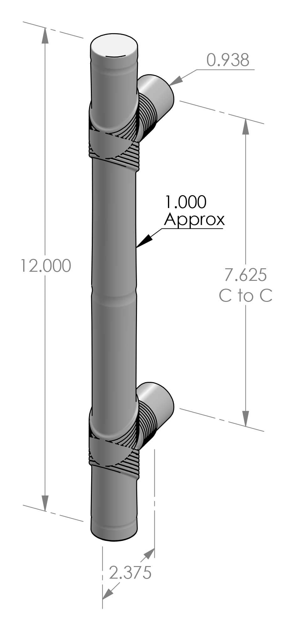 Bamboo Grip Handle (GH-1312R) — dibujo de especificaciones y dimensiones