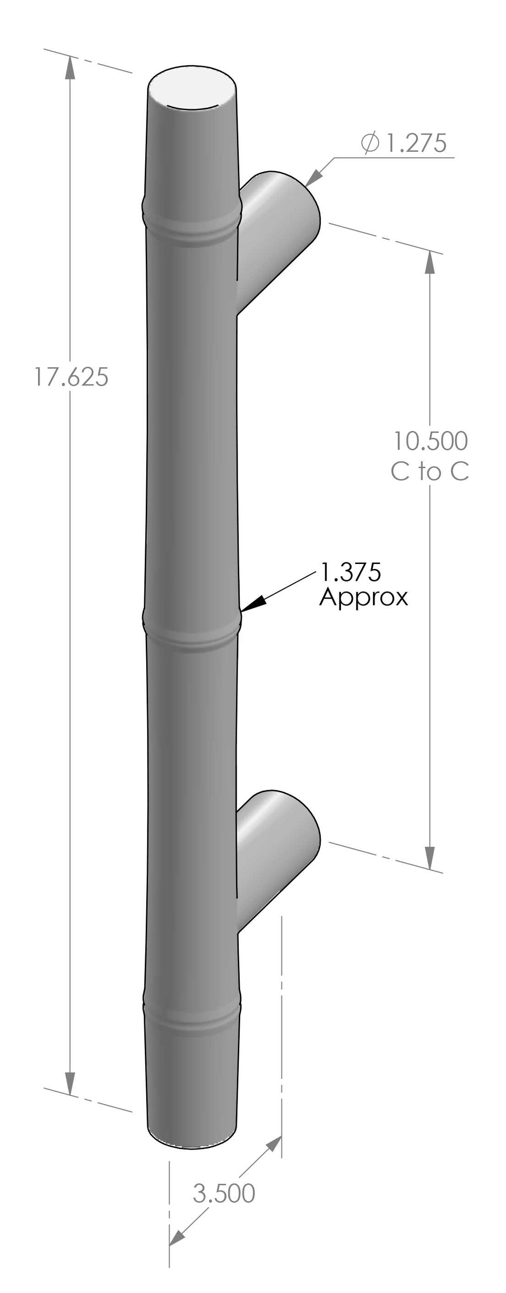 Bamboo Grip Handle (GH-1317) — dibujo de especificaciones y dimensiones