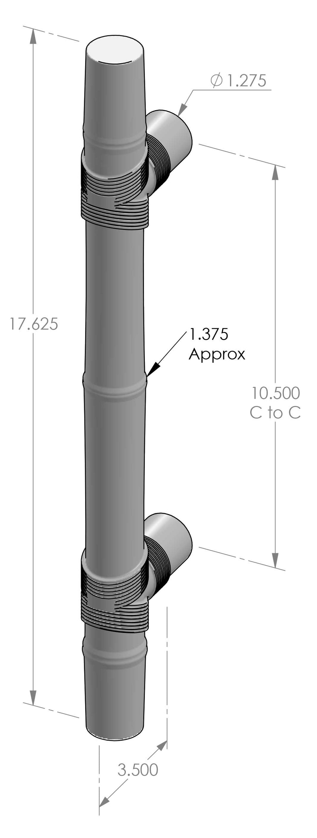 Bamboo Grip Handle (GH-1317R) — dibujo de especificaciones y dimensiones