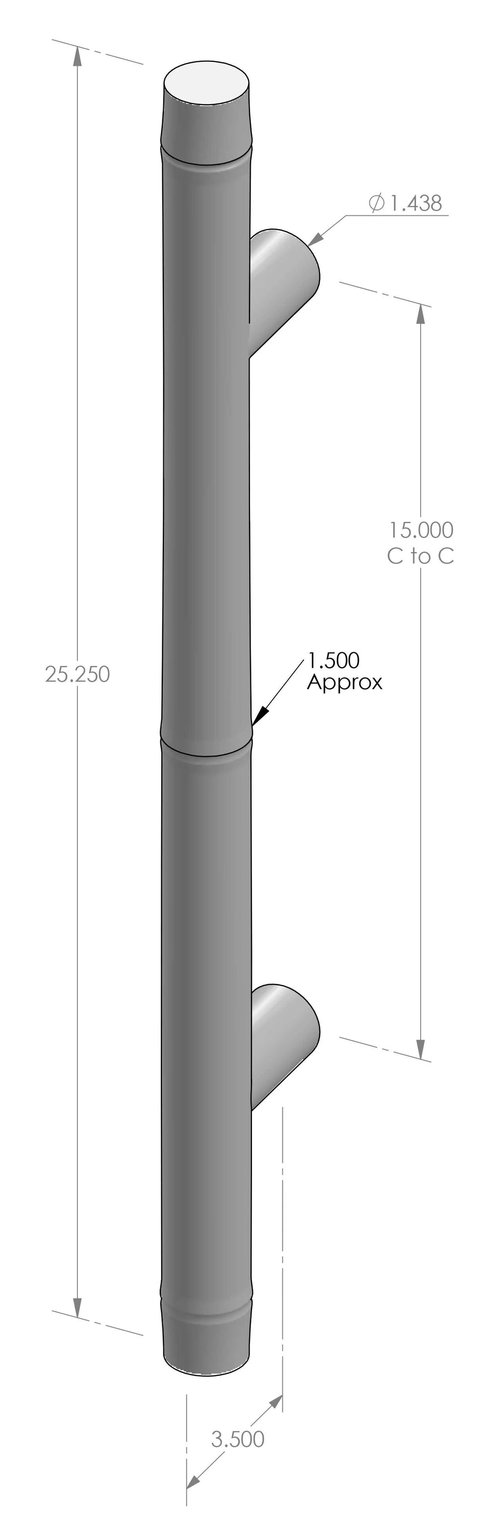 Bamboo Grip Handle (GH-1325) — dibujo de especificaciones y dimensiones