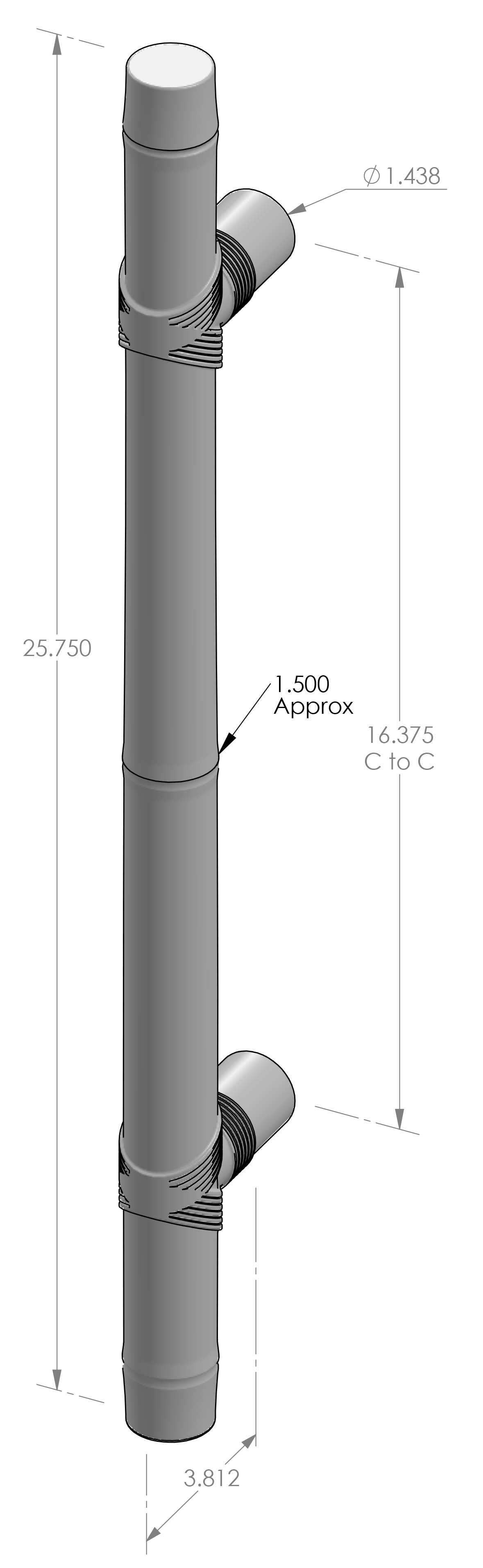 Bamboo Grip Handle (GH-1326R) — dibujo de especificaciones y dimensiones