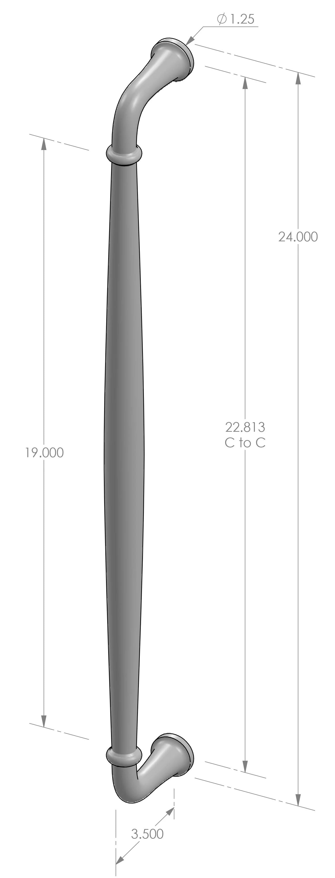 Ridge Grip Handle (GH-146) — dibujo de especificaciones y dimensiones