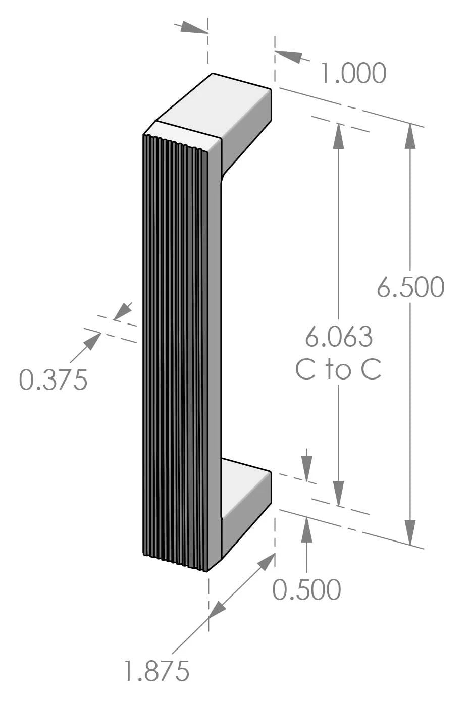 Corduroy Grip Handle (GH-1983-6) — dibujo de especificaciones y dimensiones