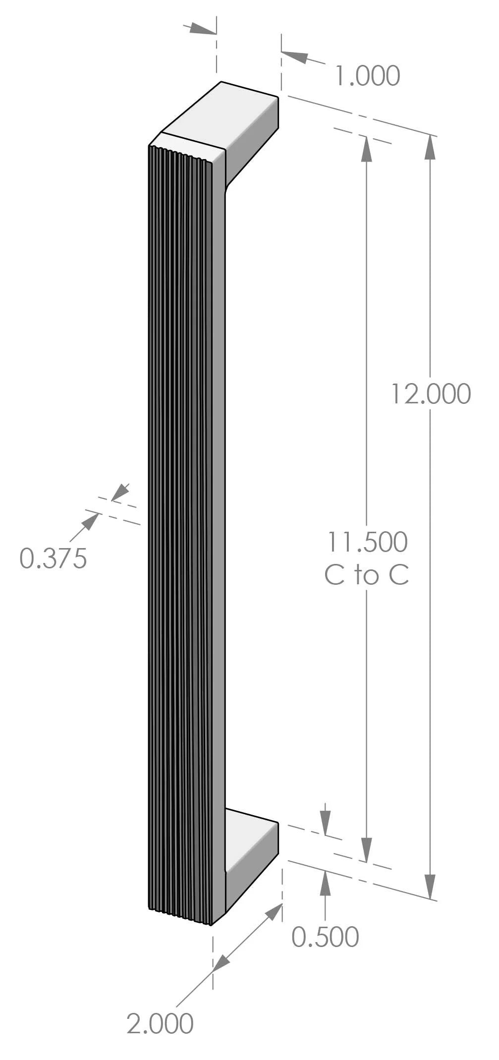 Corduroy Grip Handle (GH-1983-12) — dibujo de especificaciones y dimensiones