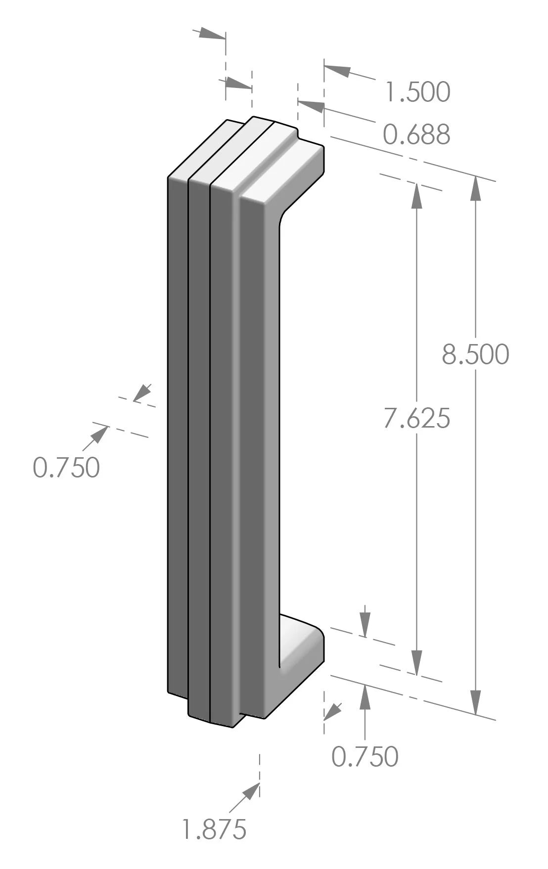 Deco Grip Handle (GH-961) — dibujo de especificaciones y dimensiones