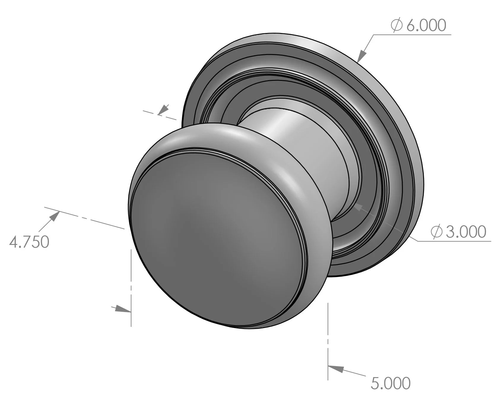 Ridge Knob Pull (GH-KP214) — dibujo de especificaciones y dimensiones