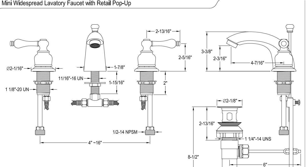 Kingston Brass Grifo para lavabo Mini Cromo
