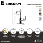 Kingston Brass Heirloom American Classic — Mezcladora de Bar de Cubierta, Una Manija, 3 Orificios — Níquel Cepillado (Surtidor 9-5/8") — Ambientación 1