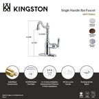 Kingston Brass Heirloom American Classic — Mezcladora de Bar de Cubierta, Una Manija, 3 Orificios — Níquel Cepillado (Surtidor 11-1/8") — Ambientación 1