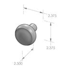 Ridge Door Knob (K-214) — dibujo de especificaciones y dimensiones