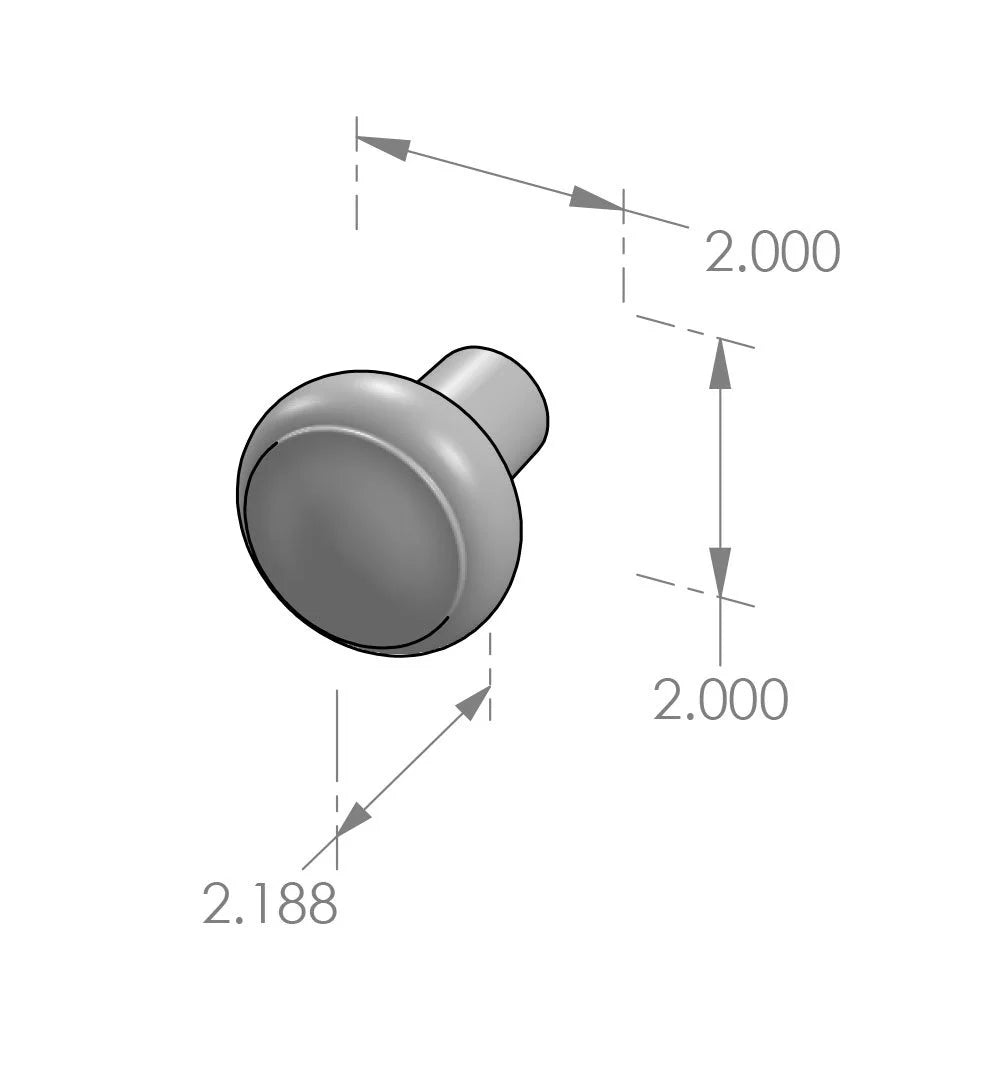 Small Ridge Door Knob (K-224) — dibujo de especificaciones y dimensiones