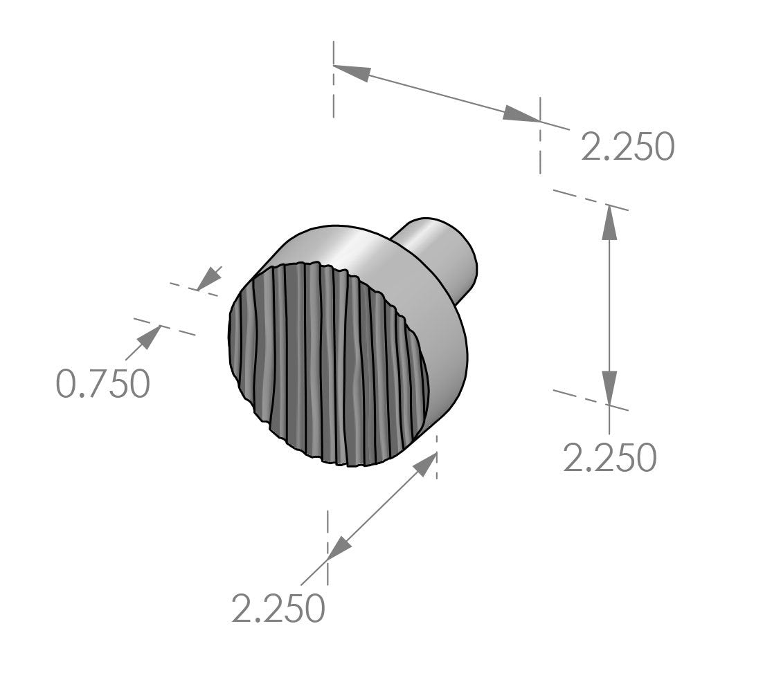 Small Corduroy Round Door Knob (K-233) — dibujo de especificaciones y dimensiones