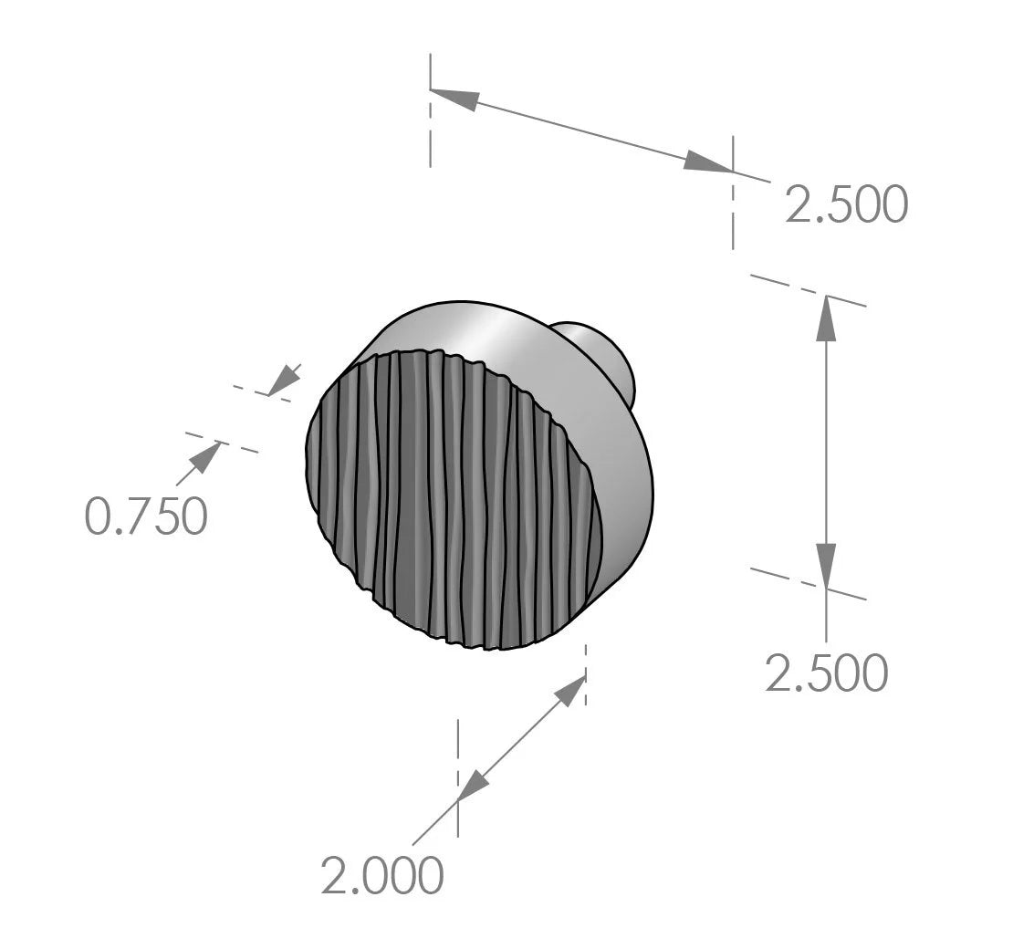 Corduroy Round Door Knob (K-234) — dibujo de especificaciones y dimensiones