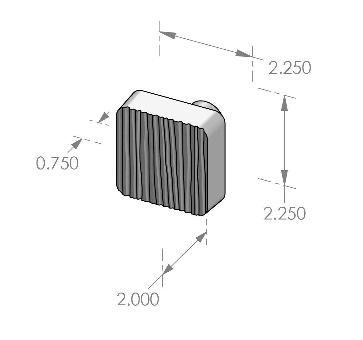 Corduroy Square Door Knob (K-235) — dibujo de especificaciones y dimensiones