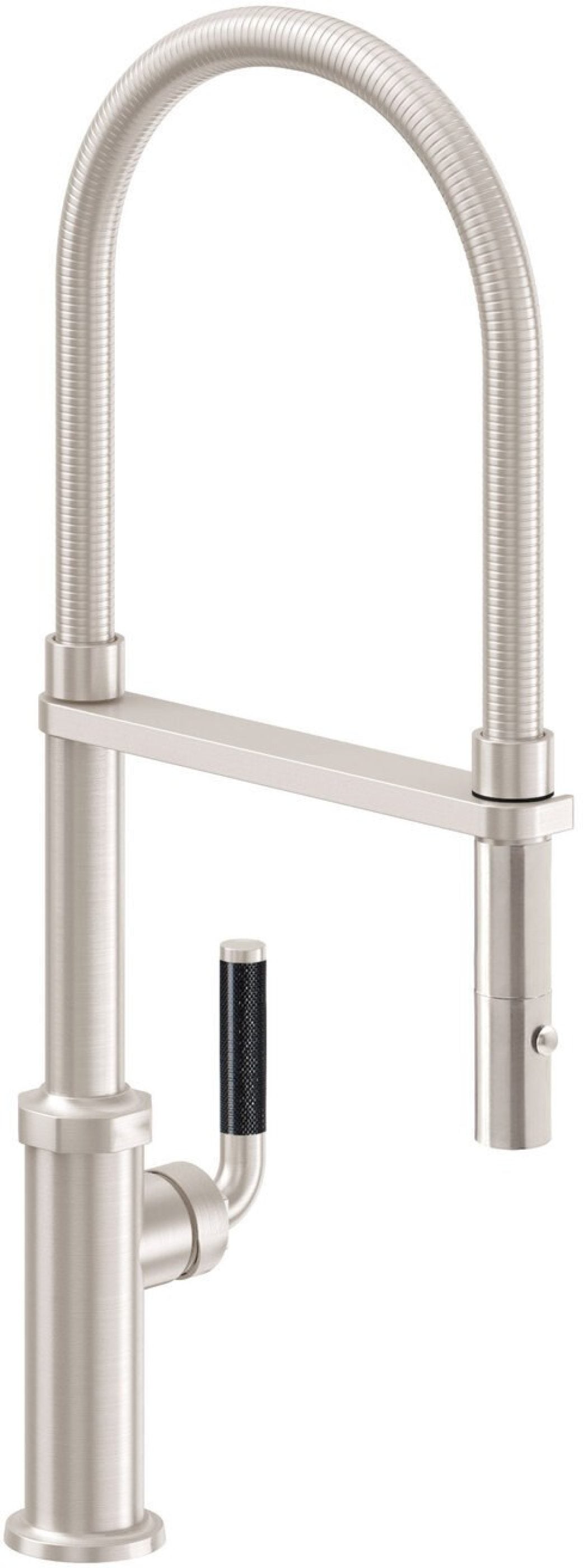 California Faucets Descanso Llave de Cocina Culinaria Extraíble Industrial con Rociador de Botón - Níquel Satinado