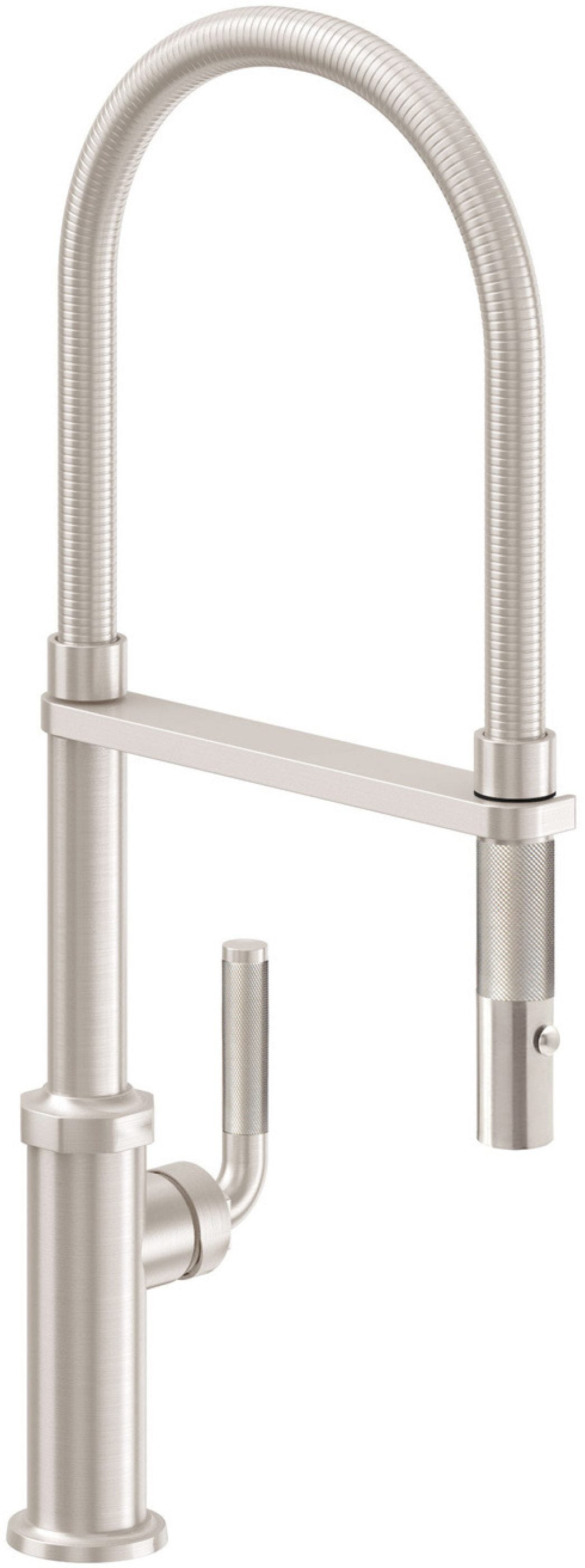 California Faucets Descanso Llave de Cocina Culinaria Extraíble Industrial con Rociador de Botón - Níquel Satinado