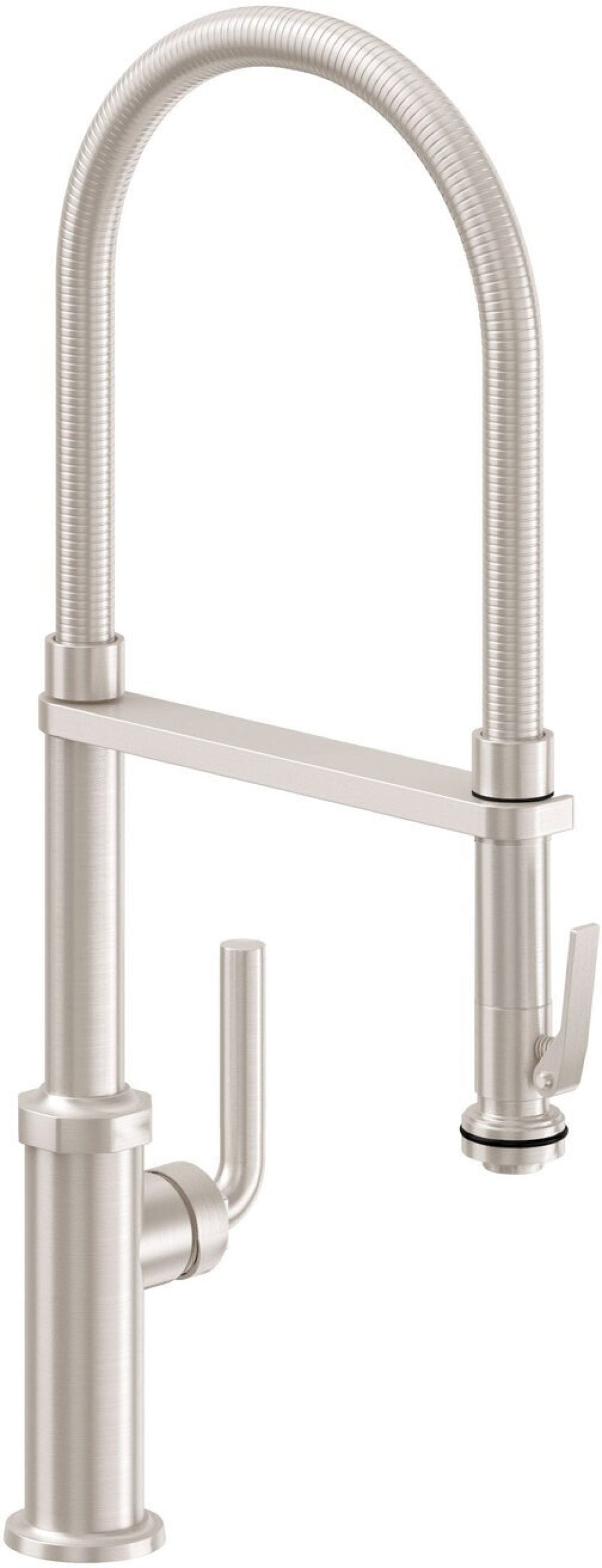 California Faucets Descanso Llave de Cocina Culinaria Extraíble Industrial con Rociador de Compresión - Níquel Satinado